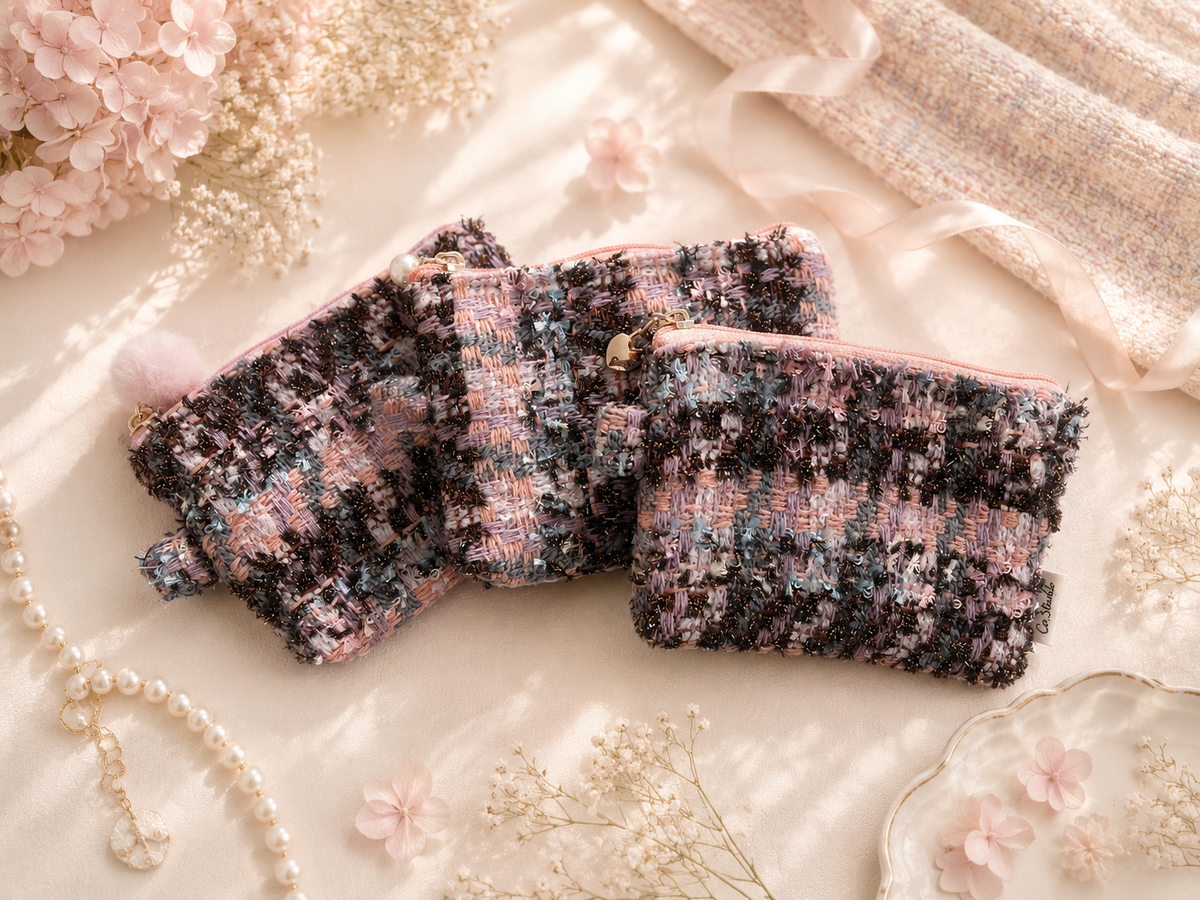 Blush Noir Tweed Pouch